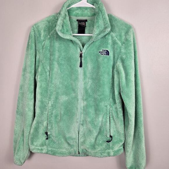 The North Face Jackets & Blazers - The North Face Ladies Fleece Fuzzy Coat Jacket Green w/Blue Lettering Sz S Cozy